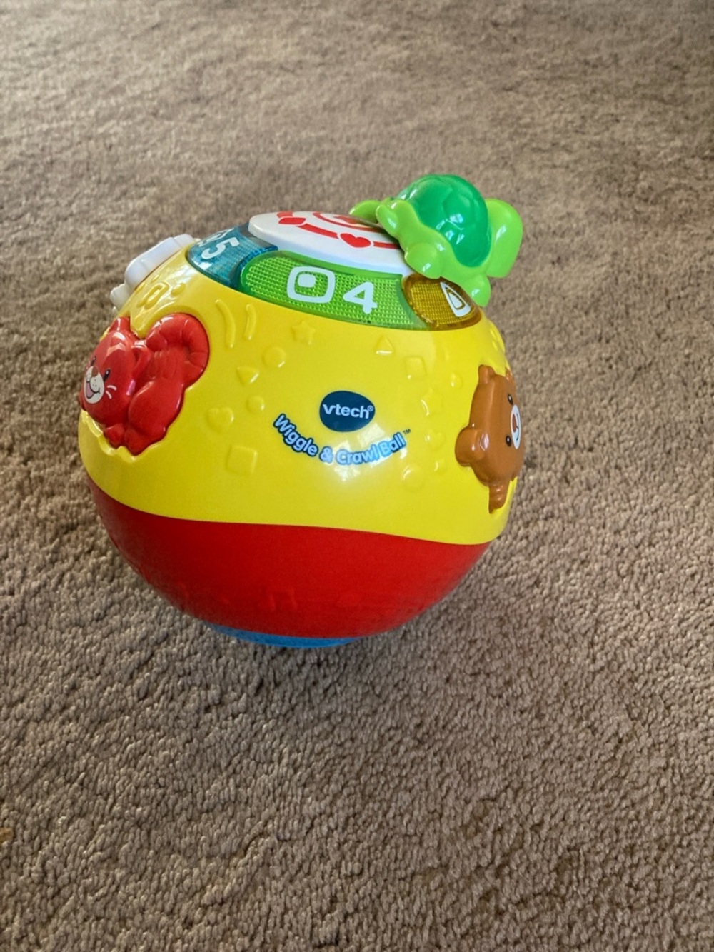 VTech Wiggle & Crawl Ball - Yellow/Red with Green Turtle